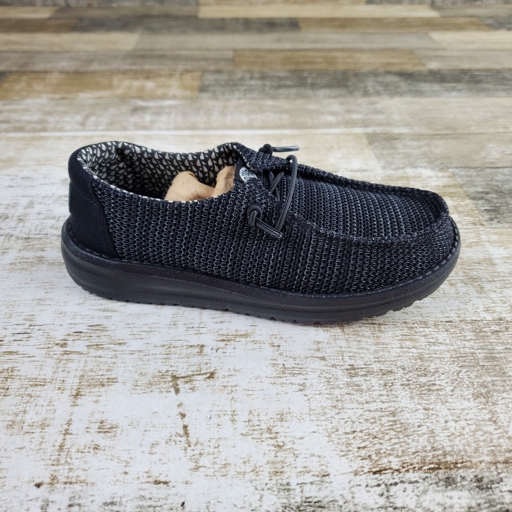 Hey Dude Wendy Stretch Sox Loafer Shoes Sz 13 C13 Black Knit Round Toe Comfort